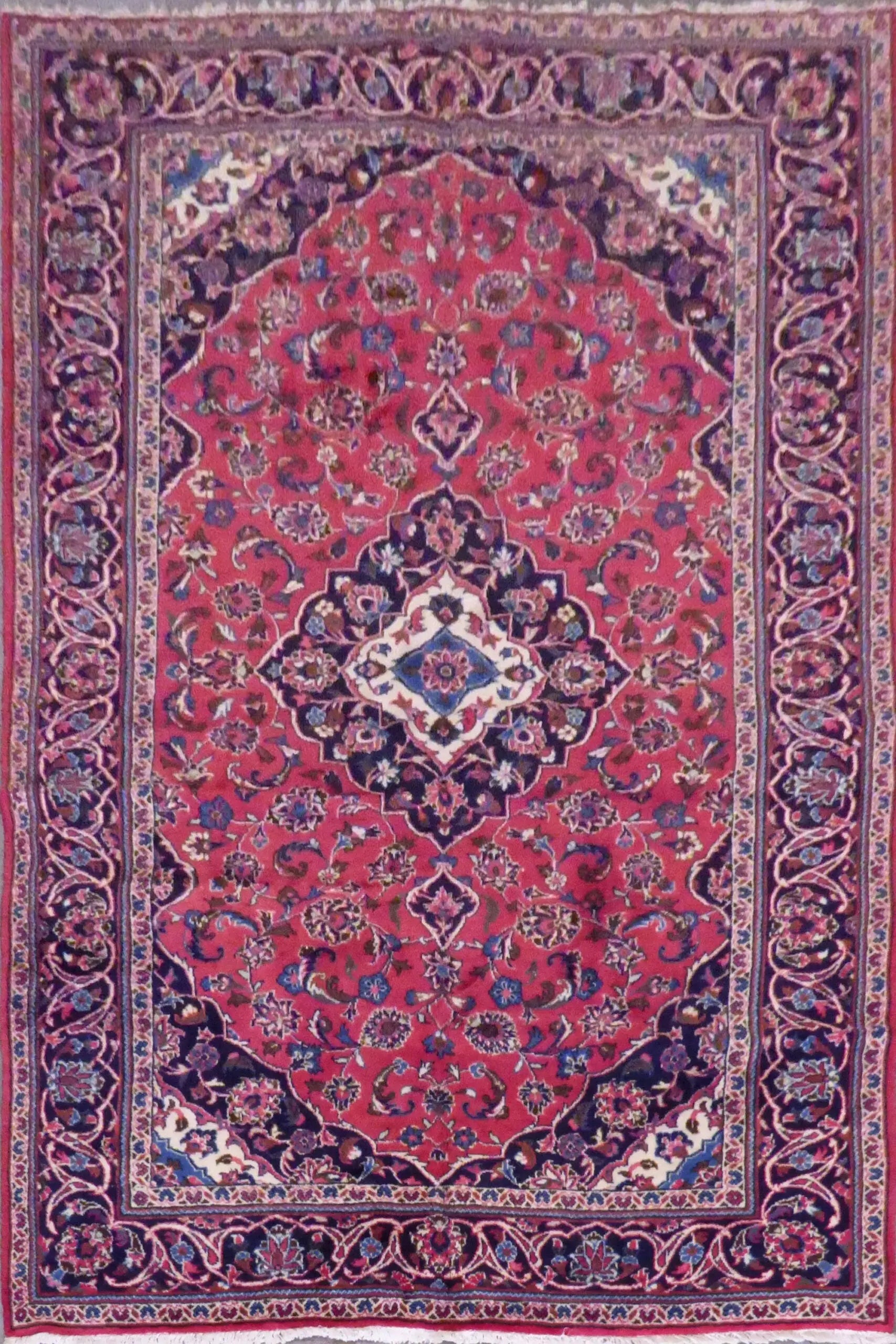 Kashan New Hand Knotted Persian Kashan Tabriz Rugs Red, 9'4" X 6'10", Panr02880 (Red : 10623)
